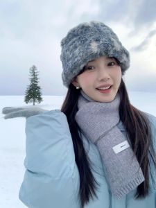 Light Grey Thick Warm Scarf Womens Style Korean Pure Color Autumn Winter Fashion Atmosphere Sensation Scarf Shawl Wrap