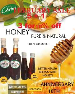 BUY 5 PURE WILD HONEY GET 1 BOTTLE OF 250ML PURE WILD HONEY