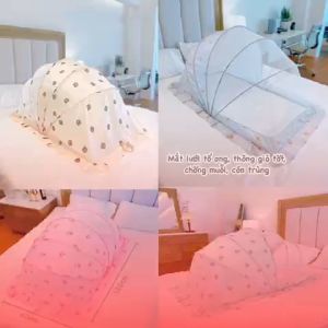 Màn chụp gấp gọn cho bé mùng chụp cho bé chống muỗi dùng cho giường và nôi cũi hàng cao cấp
