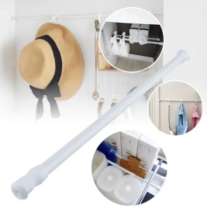 1-6PCS White Lacquered Plum Blossom Retractable Curtain Rod Clothes Drying Rod no-drilling Clothes Drying Rod Shower Curtain Rod