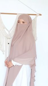 French Khimar (XL) Double Layer Cerutty Babydoll Syari Jilbab Instan Daily Kerudung Jumbo Ceruti Premium