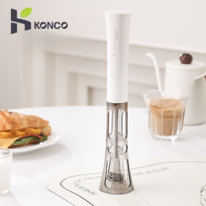 Konco New Upgrade Hands Free Milk Frother Electric Coffee Frother Drinks Mixer USB Chargeable Stainless Steel Blender 2 in 1 Household Kitchen Small Egg Beater Whisk