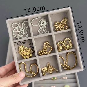 กล่องเก็บเครื่องประดับแบบญี่ปุ่นขนาดเล็ก ผ้าขนแกะ สไตล์ญี่ปุ่น สำหรับจัดระเบียบ แหวน ต่างหู เข็มขัด โซ่ ชั้นวางของในตู้นอน