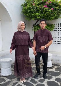 Wafa Couple Set Gamis Koko Lebaran Sepasang Bahan Lembut Burgundy Astetic Baju Couple Pasangan Kondangan Gamis Kemeja Termurah Lebaran 2025 Bisa COD Termurah Terbaru