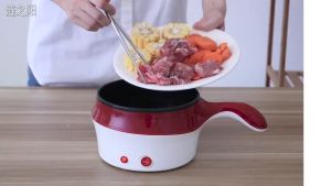Korean Non-Stick Pan - Electric Frying Pan with Steam Layer Mini Cooking Pot Steamer Rice Cooker Stir-Fry Pans