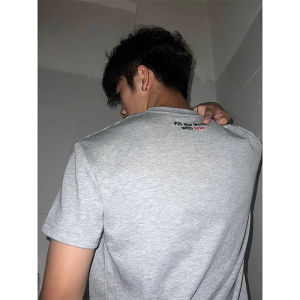 Pure Cotton Light Grey Mens Short Sleeve T-Shirt Shoulder Width Regular Fit Summer Casual round Neck Half Sleeve Top