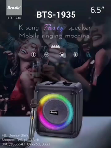 BTS-1935 3600mAh 6.5" bluetooth  speaker stereo system sound with Professional Karaoke wireless Mic