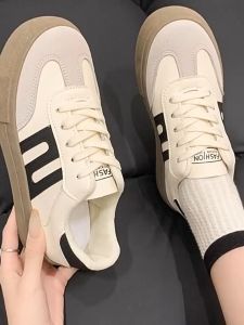 Hot sales รองเท้าผ้าใบผู้หญิง ด้านล่างแบนรองเท้าผ้าใบลำลอง all-matchแฟชั่น รองเท้าบอร์ด ทำจากวัสดุ PU รองเท้าเชือกถัก ไซส์ 36-40