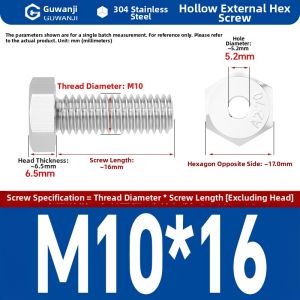 GUWANJI | 304 Stainless Steel Hexagonal Hollow Screws