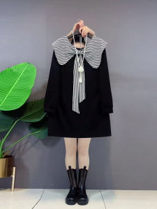 Casual Two-Sided Wear Long Sleeve Hoodie Dress Loose Tummy Covering plus Size Womens Clothing City Commute A-Line Skirt