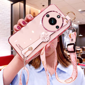 Realme 11Pro+ Silicone Phone Case Womens Crossbody Anti-fall Full Cover Wristband Soft Shell Protective Case for 5G Phones