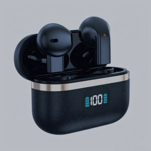 TWS In-Ear Design Earphones Premium Leather Wireless Earbuds Digital Display Mic Ideal Companion for Sports Music Player