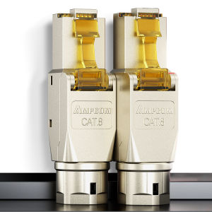 AMPCOM RJ45 Connector STP Toolless Tool-free Reusable Termination Plugs Shielded Ethernet Field Modular PLug CAT8/7A/7/6A/6