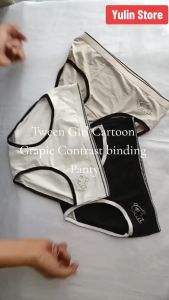 TweenCartoon Graphic Contrast Binding Panty for Girls
