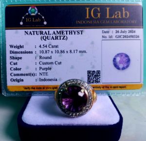 Cincin Batu Amethys ring / Natural Kecubung kalimantan dgn memo lab / akik / permata / kecubung ungu