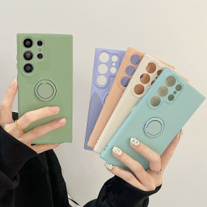 CrashStar Silicone Soft Shockproof Phone Case With Ring Stand Holder For Samsung Galaxy Note 20 Ultra S25 S24 S23 S22 S21 S20 Ultra S21 Plus + FE A73 A53 A13 A72 A52 A12 A16 A55 A35 A15 Simple Phone Casing Cover With Full Cover Protection Hot Sale