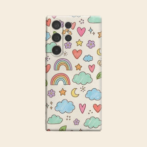 Cute Doodle Sky Luxury Fashion Full Lens Protective Case for Samsung Galaxy S26 S25 S24 A56 A36 Plus Ultra