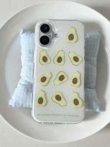 Cartoon avocado pattern white phone case for iPhone 11 12 13 14 15 16 17 Pro Max Plus casing Anti fall hard cover for iPhone11 case