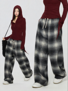 Turn Signal | New 2025 Thermal Plaid Wide Leg Trousers