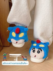 รองเท้าแตะผ้าฝ้าย Superhero Cartoon คู่รัก ฤดูหนาว บ้าน อบอุ่น รองเท้าแตะผ้าขนหนู รองเท้าแตะผู้ชายและผู้หญิง รองเท้าแตะ EVA แบบลำลอง