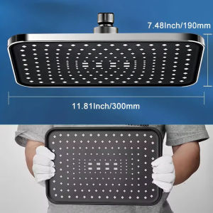 12 Inch ABS High Pressure Rainfall Shower Head Bathroom 360° Adjustable Angle Anti-Clog Nozzle Water Saving Bathroom Accessories