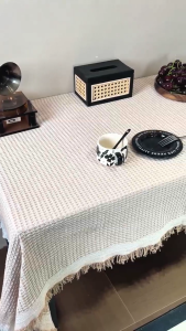 Table Cloths Linen Fringe Simplicity Rectangular Dining---Untuk Kafe/Rumah