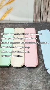 3in1 Sendok Makan Dengan Kotak Sumpit Garpu Sendok Korrea Set BPA Free Bahan PP Jerami Gandung