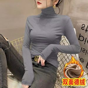 Dralon Half Turtleneck Bottoming Shirt Womens Inner Wear Spring & Fall Winter Long Sleeve 2024 New Arrival Black Western Style Top Fleece-lined