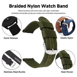 Woven Nylon Watch Band 18mm 20mm 22mm 24mm Soft Belt Breathable Canvas Bracelet Smart Watch Replacement Wristband