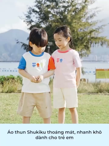 Áo phông cho bé Nhật Bản Shukiku 100% Cotton nguyên chất thoáng khí khô siêu nhanh