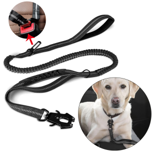 Medium and large dog pet traction rope dog walking belt car seat belt elastic buffer explosion-proof dog high elastic dog chain