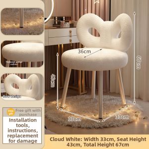 MU FENG ZHI NAN | High-end Bow Design Makeup Chair With Back