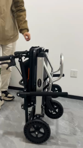 [SG Stocks] Lightweight and Portable Wheelchair – Airline Approved Rollator One-Hand Carry Design 360° Rotatable Handle Foldable Mobility Aid for Travel and Daily Use