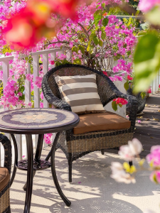 ZIYE | Patio Purple-leaf Premium Rattan Furniture Set 1 Table 2 Chairs