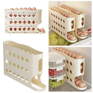 ที่ใส่ไข่หมุนอัตโนมัติ4ชั้นกล่องเก็บของเก็บไข่ตู้เย็นห้องครัวที่แยกไข่ตู้เย็น