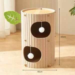 Durable Cat Scratching Board Double Layer Tree Hole Cat Climbing Frame Home Safe Hide House Four Season Non Shedding Cat Toy