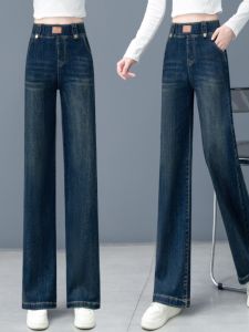 กางเกงยีนส์ทรงตรงเอวสูงสำหรับผู้หญิง กางเกงขายาวทรงสลิมฟิต ทรงหลวม ทรงหลวม ไซส์ใหญ่ กางเกงยีนส์ทรงสลิมฟิตสำหรับผู้หญิง