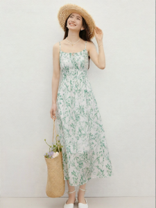 HOPESHOW | Resort Style Summer New Dress Color Block Beaded Strappy Dress