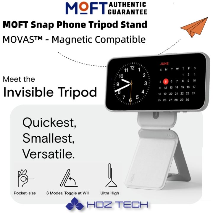 MOFT Porta Carte e Treppiede Telefono, Supporto Telefono Treppiede Smartphone Compatibile con Magsafe, MOVAS Regolabile Portafoglio Porta Carte Telefono con Forte Magnetismo (Taupe