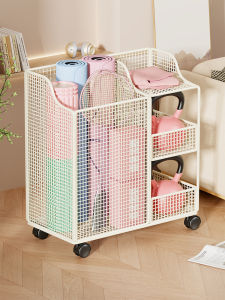 QINQI | Wheeled Multi-tier Storage Basket Yoga Mat Holder Organizer
