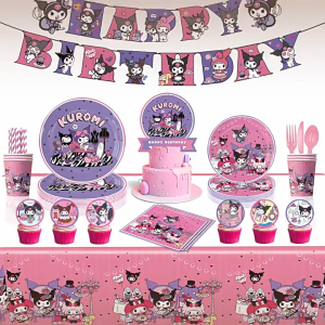 Kuromi Party Supplies Set / Kuromi Theme Decoration / Event Kit / Birthday Ornaments【Luckyhome】