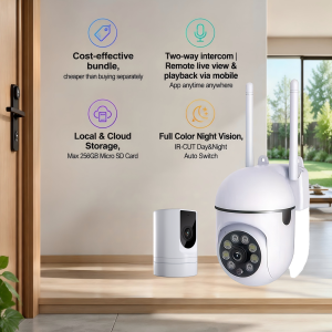 Color Night Vision Security Camera System PTZ 2.4G WiFi FHD Monitor Auto HumanHome & Tracking IR Night Vision Two-Way Audio