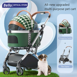 Bello Pet Stroller Detachable Small and Medium potable Cart Outgoing Dog Cart Bag Separation Dog Folding Aluminum Alloy Cat Shock Absorber Cat