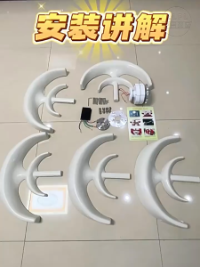 Round fan 400W Lantern Vertical Axis Wind Turbines Generator 5 Blades Motor Kit