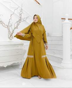 Janah Syari Gamis Set Hijab Terbaru Simple Elegan Bahan Crinkle Airflow