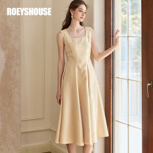 ชุดเดรสยาวคลุมเข่าทรงเอ Roey S House ทรงหลวม แขนกุด ผ้าโพลีเอสเตอร์ คอเหลี่ยม ทรงเอ ฤดูร้อน 2024 ชุดเดรสยาวคลุมเข่า