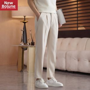 NEW BOLUNE | Summer Light Thin Business Casual Linen Pants 9/10 Length