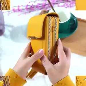 Túi nữ đeo chéo và đeo vai kiêm làm ví dài cầm tay thiết kế mặt sau trong suốt rất tiện lợi da trơn loại cao cấp G123