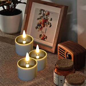 Solar Tea Lights Outdoor Garden LED Flameless Flickering Candle Light Landscape Courtyard Lamp Waterproof Dusk to Dawn Lighting