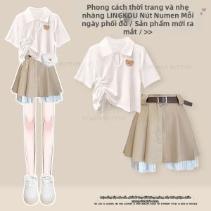 NUMEN BUTTON | Bộ Áo Và Chân Váy Dây Kéo Giảm Tuổi Lazing Style